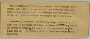 Primary view of object titled '[News Script: Teacher Strike and Income Tax]'.
