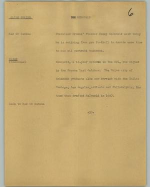Primary view of object titled '[News Script: Tom McDonald]'.