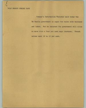 Primary view of object titled '[News Script: French strike]'.