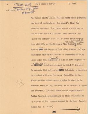 Primary view of object titled '[News Script: Jr. College & Duncan]'.