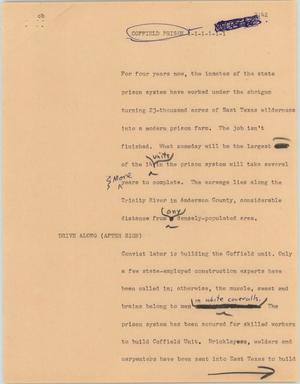 Primary view of object titled '[News Script: Coffield Prison]'.