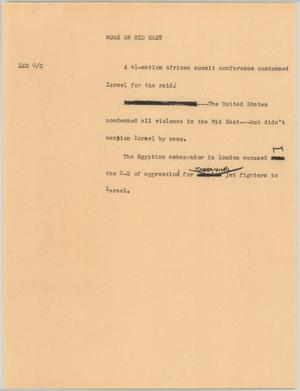 Primary view of object titled '[News Script: More on Mid East]'.