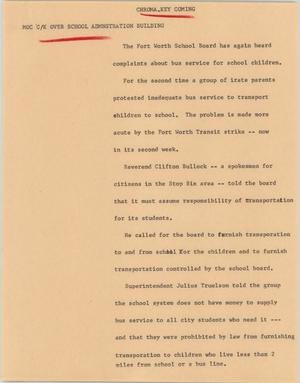 Primary view of object titled '[News Script: Fort Worth School Board]'.