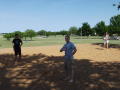 Primary view of [Three TNT members at volleyball court]
