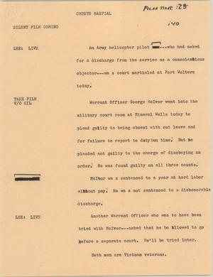 Primary view of object titled '[News Script: Courts martial]'.