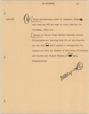 Primary view of object titled '[News Script: Ex prisoners]'.