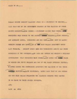 Primary view of object titled '[News Script: Jones statement]'.
