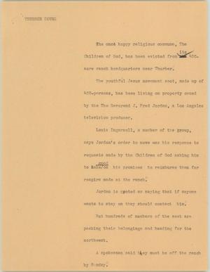 Primary view of object titled '[News Script: Thurber sours]'.