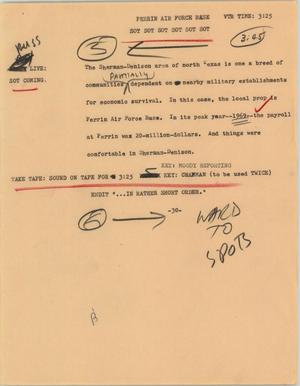 Primary view of object titled '[News Script: Perrin Air Force Base]'.
