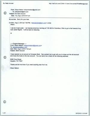Primary view of object titled '[Email from Shaun Nelson to Al Daniels]'.