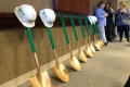 Photograph: [Shovels and hardhats from groundbreaking]