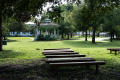 Photograph: [Dallas Heritage Village gazebo and benches]
