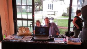 Primary view of object titled '[Sheryl Stagner and Jeff Stagner at DCCCD booth]'.