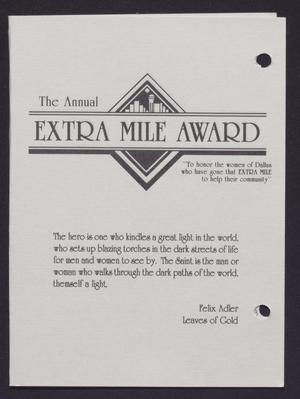 Primary view of object titled '[The Annual Extra Mile Award banquet booklet]'.