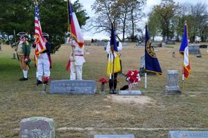 Primary view of object titled '[Color Guard with flags at Glenfawn Cemetery]'.