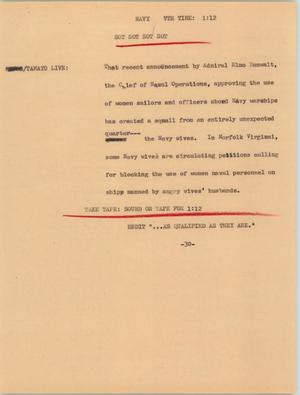 Primary view of object titled '[News Script: Navy]'.