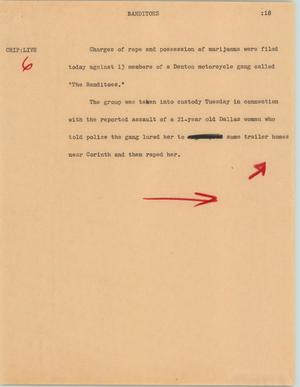 Primary view of object titled '[News Script: Banditoes]'.