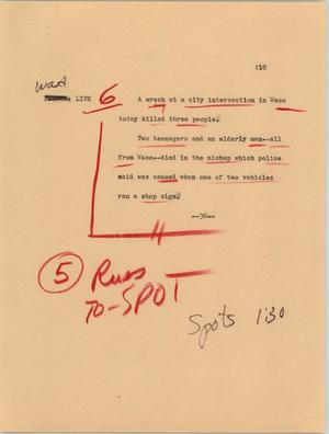 Primary view of object titled '[News Script: Waco wreck]'.