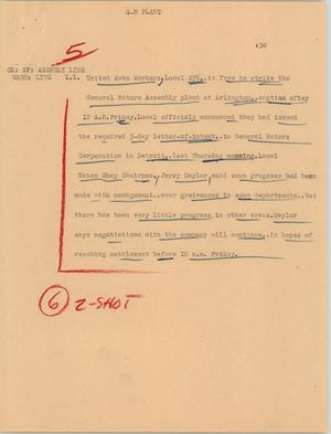 Primary view of object titled '[News Script: General Motors plant]'.