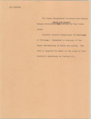 Primary view of object titled '[News Script: Oil meeting]'.
