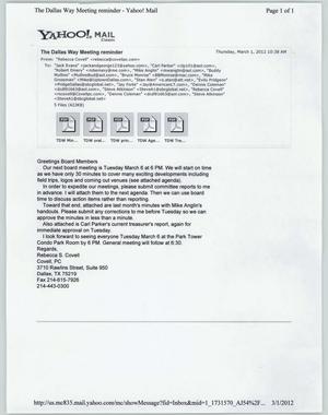 Primary view of object titled '[Email from Rebecca S. Covell to Dallas Way board members, March 1, 2012]'.