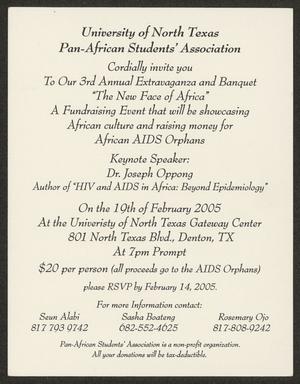 Primary view of object titled '[Invitation to the Pan-African Student's Association banquet]'.