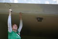 Photograph: [Kimberly Terrell painting carport ceiling]