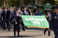 Primary view of [AFROTC with banner in UNT Homecoming Parade, 2007]