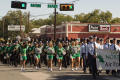 Photograph: [Mean Green Brigade, dancers, and AFROTC in UNT Homecoming Parade, 20…
