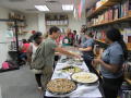 Photograph: [Students getting food at MC office]