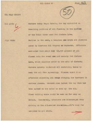 Primary view of object titled '[News Script: Oil clean up]'.