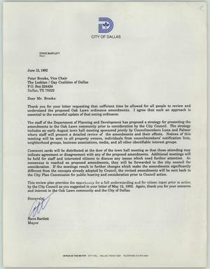 Primary view of object titled '[Letter from Steve Bartlett to Peter Brooks dated June 12, 1992]'.