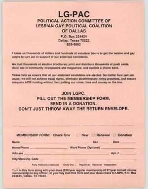 Primary view of object titled '[LGPAC membership form]'.