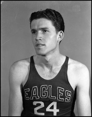 Primary view of object titled '[Raymond Adams in basketball uniform for North Texas State Teachers College]'.