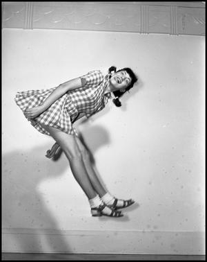Primary view of object titled '[Maynell Allen performs the Burlesque of Adolf Hitler, 1942]'.