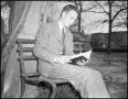 Photograph: [Henry Amlin Reading a Book on a Bench]