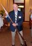 Photograph: [Jerry Pinkerton holds musket and bayonet at TXSSAR Dallas Chapter me…