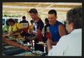Photograph: [Cyclists in a lunch buffet line: Lone Star Ride 2002 event photo]