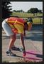 Photograph: [Crew member marking the route: Lone Star Ride 2002 event photo]