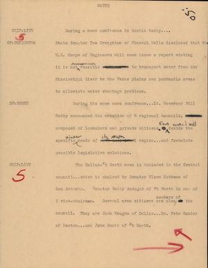 Primary view of object titled '[News Script: Water]'.
