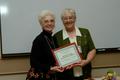 Photograph: [Elsie Wiley presents award to Mitchell County Immunization Coalition]