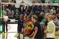 Photograph: [UNT volleyball players and coaches pose with flowers, 2]