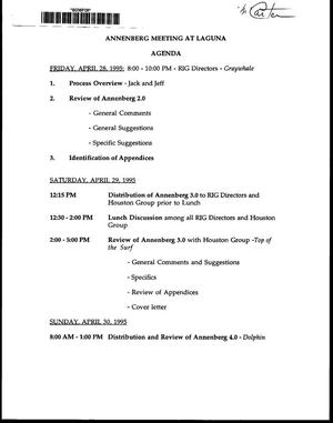 Primary view of object titled '[Agenda for Annenberg Meeting at Laguna]'.