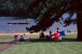 Photograph: [People gathered near Daingerfield State Park lake, 2]