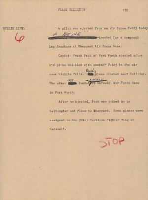 Primary view of object titled '[News Script: Plane Collision]'.