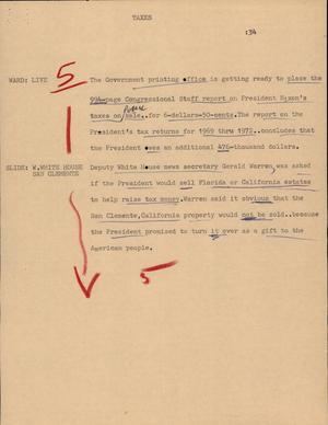 Primary view of object titled '[News Script: Taxes]'.