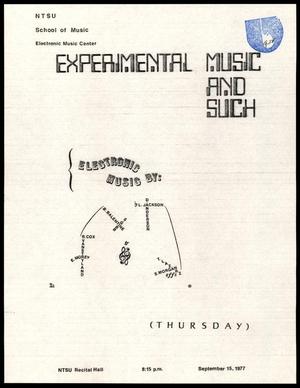 Primary view of object titled '[Flyer: NTSU "Expiremntal Music and Such" performance poster]'.