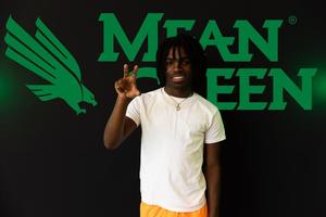Primary view of object titled '[Deshaun Skinner at the University of North Texas Freshman Orientation 11]'.