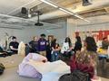 Thumbnail image of item number 1 in: '[Darria Wesley and Chanjuan Chen speaking to a group of students]'.