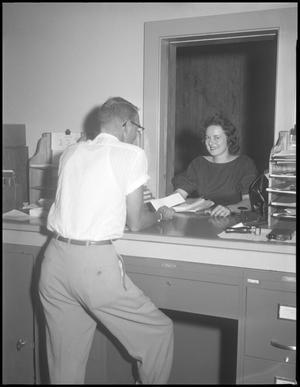 Primary view of object titled '[Janet Dowler Registering for Classes]'.